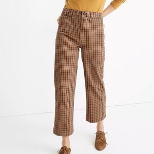 Madewell Slim Emmett Wide-Leg Crop Pants in Check